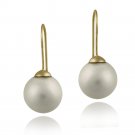 18K Gold over Sterling Silver 14mm White Shell Pearl Drop Earrings EG12160PL