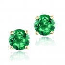 18K Gold over Sterling Silver 2.1ct Created Emerald Stud Earrings, 6mm EG11524LGQ