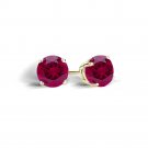 18K Gold over Sterling Silver 2.1ct Created Ruby Stud Earrings, 6mm EG11524LRU
