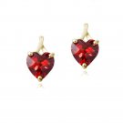 18K Gold over Sterling Silver 2.5ct Created Ruby Briolette-Cut Heart Drop Earrings EG13140R1