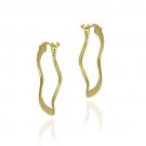 18K Gold over Sterling Silver 22mm Crinkle Hoop Earrings HG11310