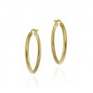 18K Gold over Sterling Silver 25mm Diamond-Cut Hoop Earrings HG11311