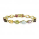 18K Gold over Sterling Silver 27.31ct. TGW Multi Color Gemstone Tennis Bracelet BG11505M