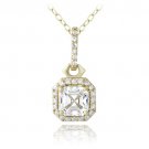 18K Gold over Sterling Silver 2ct Asscher Cut CZ Drop Necklace PG13416