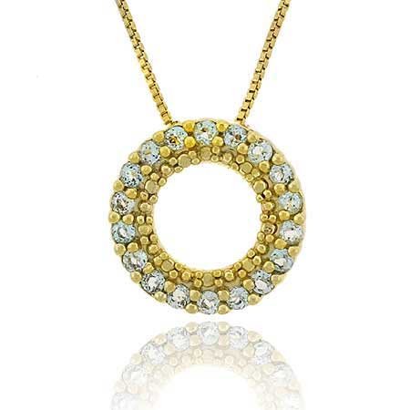 18K Gold over Sterling Silver 3-4ct Blue Topaz Circle Eternity Pendant PG9658BT