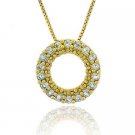 18K Gold over Sterling Silver 3-4ct Blue Topaz Circle Eternity Pendant PG9658BT
