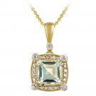18K Gold over Sterling Silver 3.35ct Blue Topaz & Diamond Accent Square Pendant PG12068BT