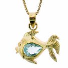 18K Gold over Sterling Silver 4-5ct Blue Topaz Fish Pendant PG4641BT