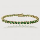 18K Gold over Sterling Silver 4.5ct Created Emerald S Design Tennis Bracelet BG1065LGQ