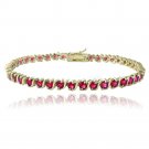 18K Gold over Sterling Silver 5.75ct Created Ruby S Design Tennis Bracelet BG1065R1