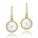 18K Gold Over Sterling Silver 5ct CZ Circle Brushed Drop Dangle Earrings EG12492
