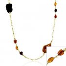 18K Gold over Sterling Silver Amber Chips Necklace, 30 inch NG9831M