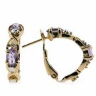 18K Gold over Sterling Silver Amethyst & Diamond Accent X & O Earrings EG4290A