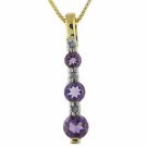 18K Gold over Sterling Silver Amethyst Diamond Accent Past Present Future Drop Necklace 2476