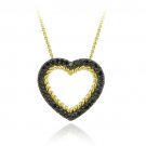 18K Gold over Sterling Silver and .38ct. TDW Champagne Diamond Open Heart Pendant PG11283M6
