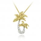 18K Gold over Sterling Silver and Sterling Silver Two-Tone Palm Trees Pendant PG11258