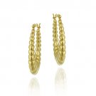 18K Gold over Sterling Silver Antique Style Hoop Earrings HG4800