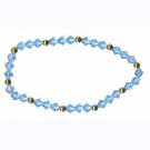 18K Gold over Sterling Silver Aqua Swarovski Elements Stretch Bracelet 2231