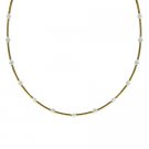 18K Gold over Sterling Silver Bar & White Cats Eye Bead Necklace NG4116W