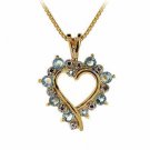 18K Gold over Sterling Silver Blue Topaz & Diamond Accent Open Heart Necklace PG4557BT