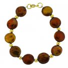 18K Gold over Sterling Silver Brown Freshwater Cultured Coin Pearls & Beads Bracelet BG9657M2