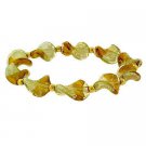 18K Gold over Sterling Silver Champagne Two-Tone Twist Foil Glass Stretch Bracelet BG9480M45