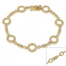 18K Gold over Sterling Silver Circle & Bar Link Bracelet BG10749