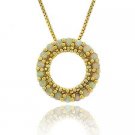 18K Gold over Sterling Silver Created Fiery White Opal Round Eternity Pendant PG9658SOP