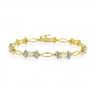 18K Gold Over Sterling Silver Created Opal & Diamond Accent Bow Bracelet BG11459SOP