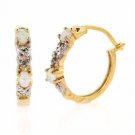 18K Gold over Sterling Silver Created White Opal & Diamond Accent X & Oval Hoop Earrings EG5042SOP