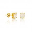 18K Gold over Sterling Silver Created White Opal 6x4mm Stud Earrings EG9517SOP