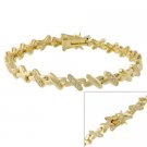 18K Gold over Sterling Silver CZ 'X' Patterned Tennis Bracelet BG10750