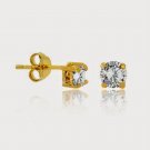 18K Gold over Sterling Silver CZ 4mm Round Stud Earrings EG2821