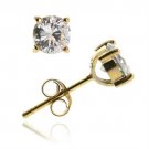 18K Gold Over Sterling Silver CZ 6mm Round Stud Earrings EG10099