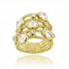 18K Gold over Sterling Silver CZ Brushed Band Ring Size 7 RG12007-7