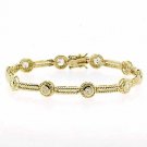 18K Gold over Sterling Silver CZ Circle & Textured Bar Bracelet BG4572