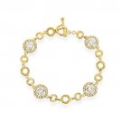 18K Gold Over Sterling Silver CZ Circle Link Bracelet BG11461