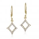 18K Gold over Sterling Silver CZ Diamond Shape Dangle Earrings EG10190