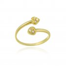 18K Gold Over Sterling Silver CZ Double Heart Toe Ring TRG11463