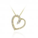 18K Gold over Sterling Silver CZ Floating Open Heart Journey Pendant PG11345