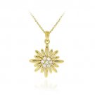 18K Gold over Sterling Silver CZ Flower Pendant PG11537
