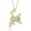 18k Gold over Sterling Silver CZ Frog Slide Pendant PG11189