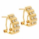 18K Gold over Sterling Silver CZ Half Hoop Earrings EG8107