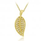 18K Gold over Sterling Silver CZ Leaf Pendant PG11302