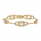 18K Gold over Sterling Silver CZ Link & Bar Bracelet BG10202