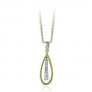 18K Gold over Sterling Silver CZ Marquise Dangle Necklace P12847