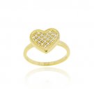 18K Gold over Sterling Silver CZ Micro Pave Heart Ring Size 8 RG11676-8