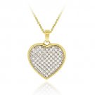 18K Gold over Sterling Silver CZ Micro Pave Heart Two-Tone Pendant PT11669