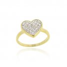 18K Gold over Sterling Silver CZ Micro Pave Heart Two-Tone Ring Size 5 RT11676-5