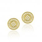 18K Gold over Sterling Silver CZ Micro Pave Round Stud Earrings EG11675